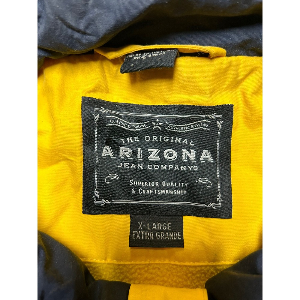ARIZONA JEAN CO Winter Coat Men's XL Fleece Lined Blue Yellow Stripe - Picture 2 of 5
